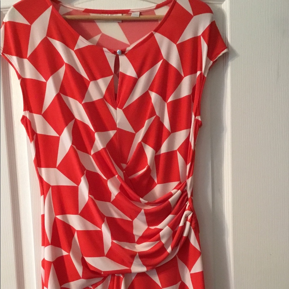 Vibrant White and Orange Dress Wrap style-size med